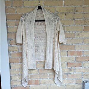 Line Elegant Cream Cashmere Open-Front Sweater